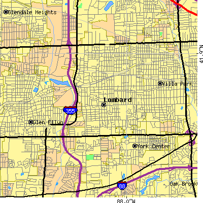 Zip code 60148 close-up map
