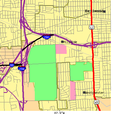 Zip code 60162 close-up map