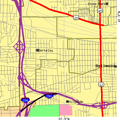 Zip code 60163 close-up map