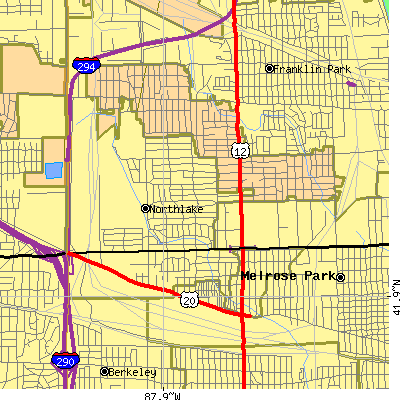 Zip code 60164 close-up map
