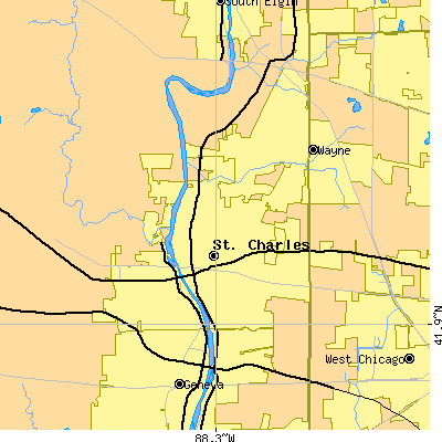 Zip code 60174 close-up map