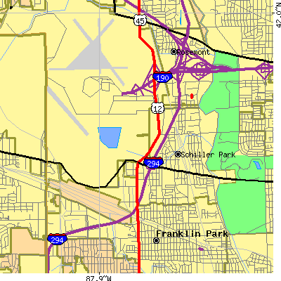 Zip code 60176 close-up map