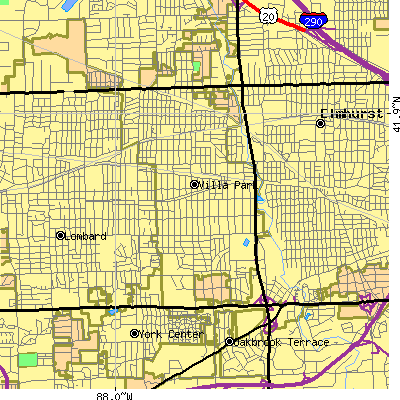 Zip code 60181 close-up map