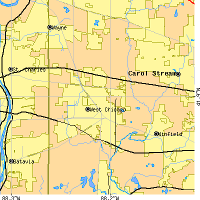 Zip code 60185 close-up map