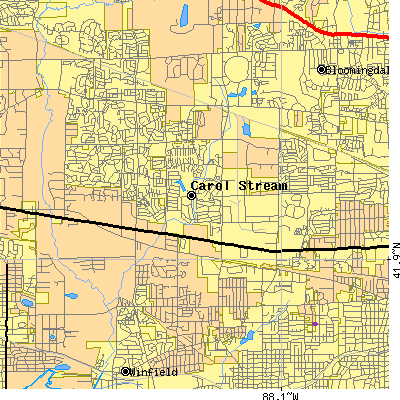 Zip code 60188 close-up map