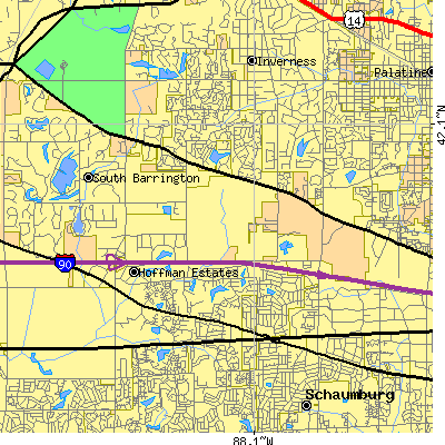 Zip code 60195 close-up map