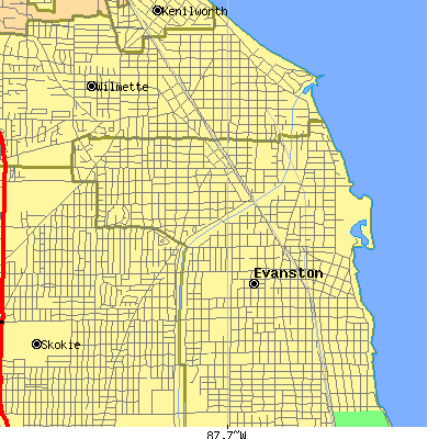 Zip code 60201 close-up map