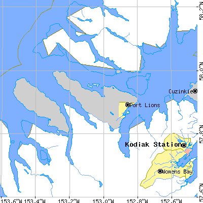 Zip code 99550 close-up map