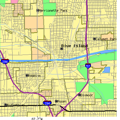 Zip code 60406 close-up map