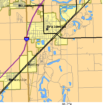 Zip code 60408 close-up map