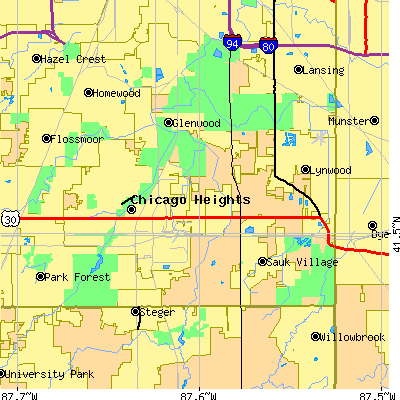 Zip code 60411 close-up map