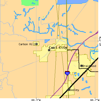 Zip code 60416 close-up map
