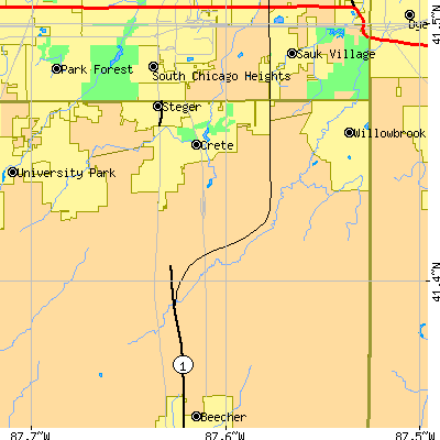 Zip code 60417 close-up map