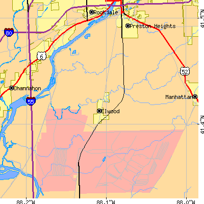 Zip code 60421 close-up map