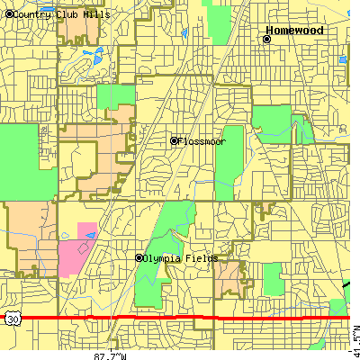 Zip code 60422 close-up map