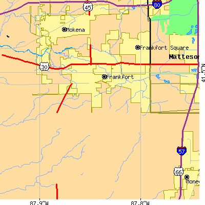 Zip code 60423 close-up map