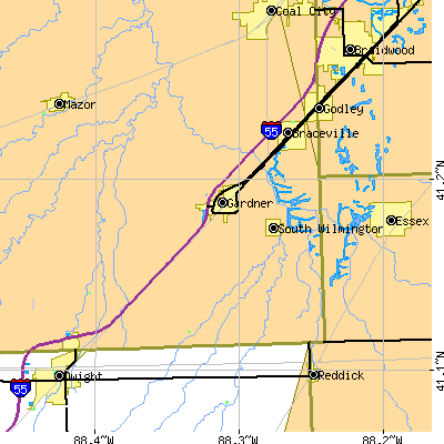 Zip code 60424 close-up map
