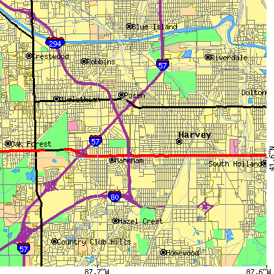 Zip code 60426 close-up map