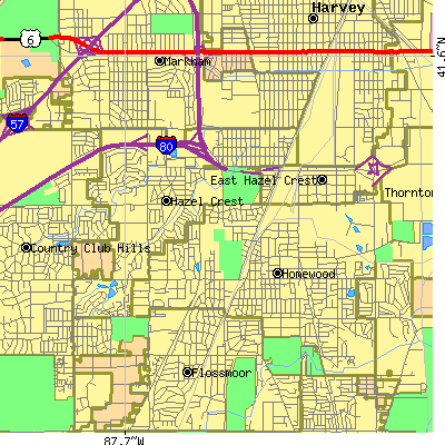 Zip code 60429 close-up map