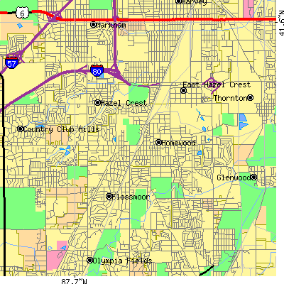 Zip code 60430 close-up map