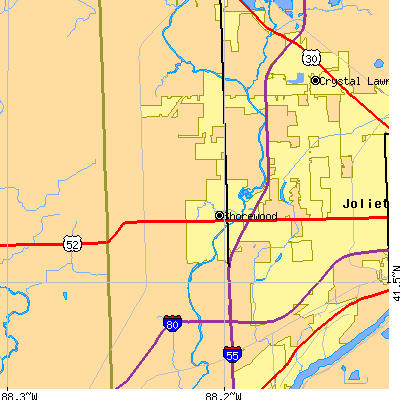 Zip code 60431 close-up map