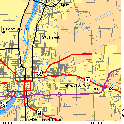 Zip code 60432 close-up map