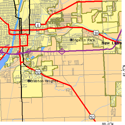 Zip code 60433 close-up map