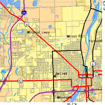 Zip code 60435 close-up map