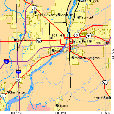 Zip code 60436 close-up map