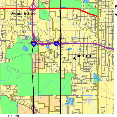 Zip code 60438 close-up map