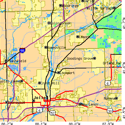 Zip code 60441 close-up map