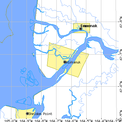 Zip code 99554 close-up map