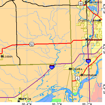 Zip code 60447 close-up map