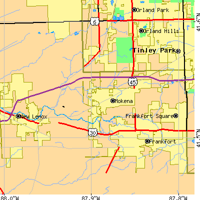 Zip code 60448 close-up map
