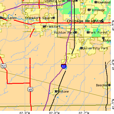 Zip code 60449 close-up map