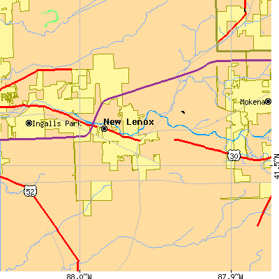 Zip code 60451 close-up map