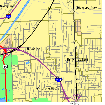 Zip code 60455 close-up map
