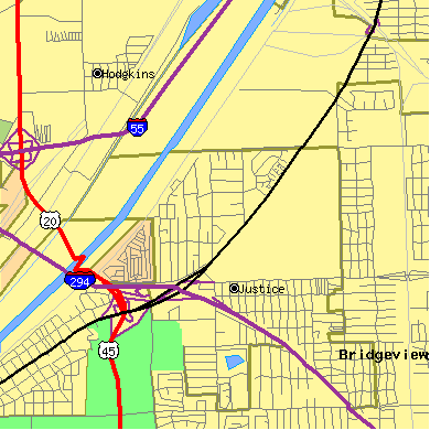 Zip code 60458 close-up map