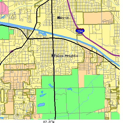 Zip code 60463 close-up map