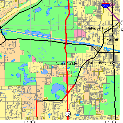 Zip code 60464 close-up map