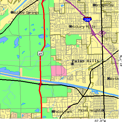 Zip code 60465 close-up map