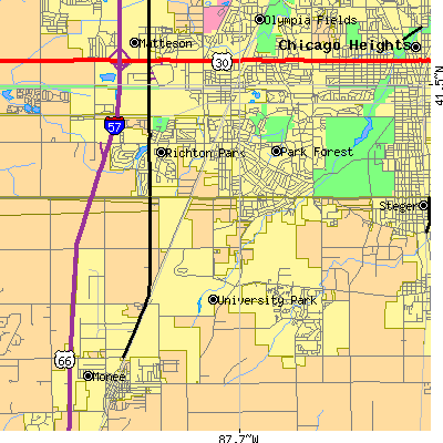 Zip code 60466 close-up map