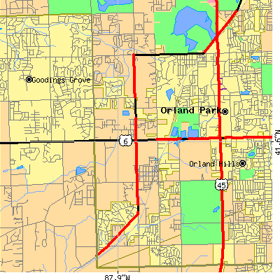 Zip code 60467 close-up map