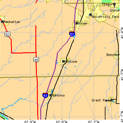 Zip code 60468 close-up map