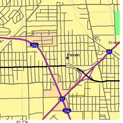 Zip code 60469 close-up map