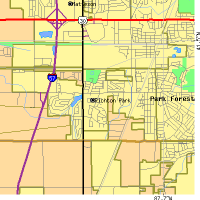 Zip code 60471 close-up map