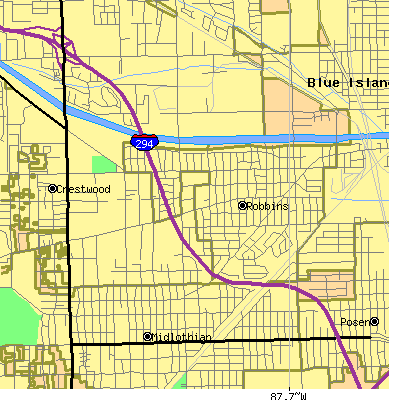 Zip code 60472 close-up map