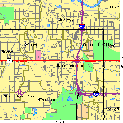 Zip code 60473 close-up map
