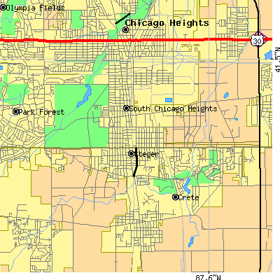Zip code 60475 close-up map