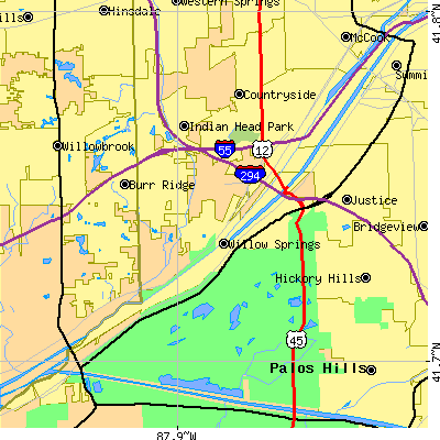 Zip code 60480 close-up map